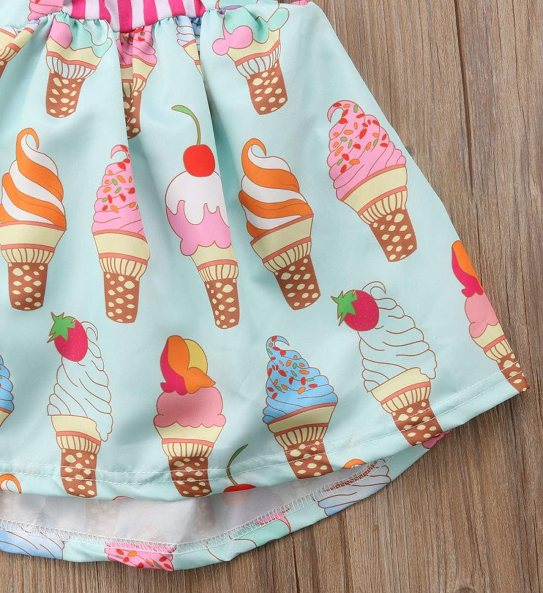 Toddler Baby Girls Summer Skirt Ice Cream Print Sleeveless Strap Backless Dress