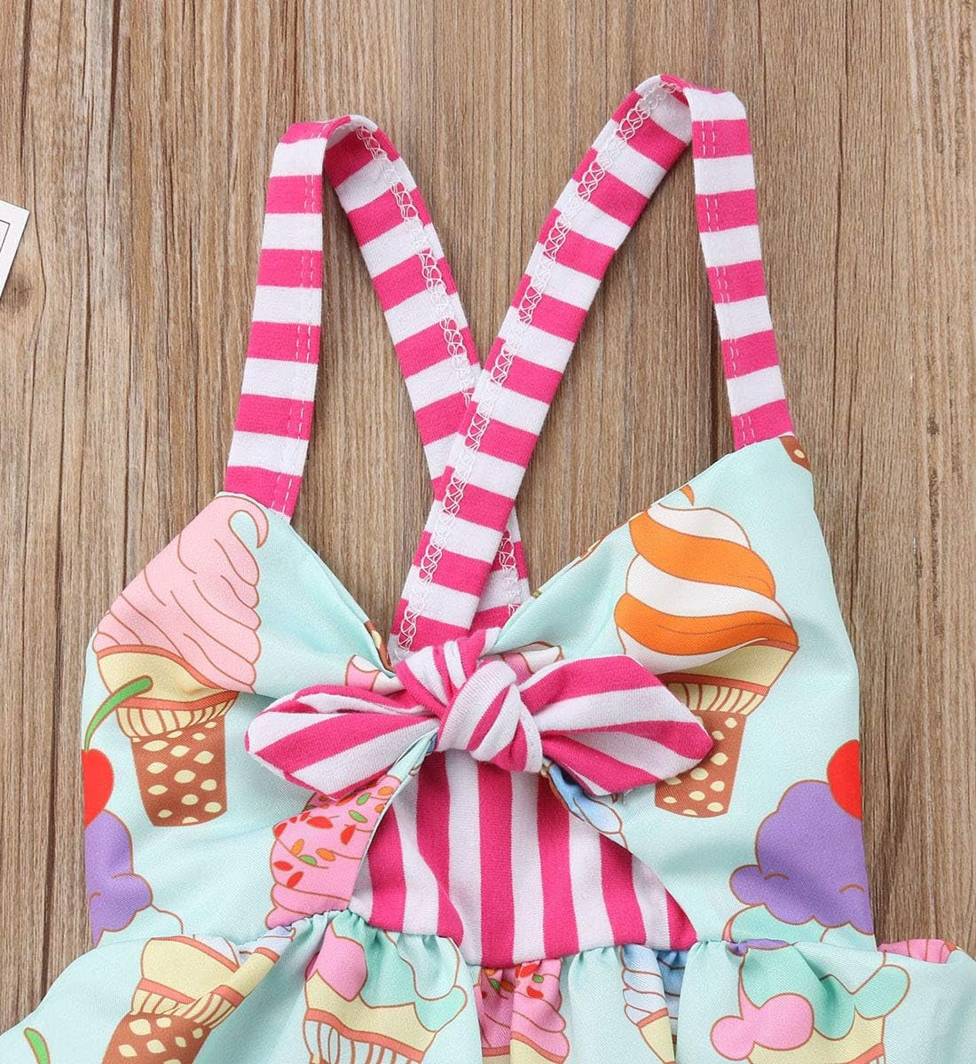 Toddler Baby Girls Summer Skirt Ice Cream Print Sleeveless Strap Backless Dress