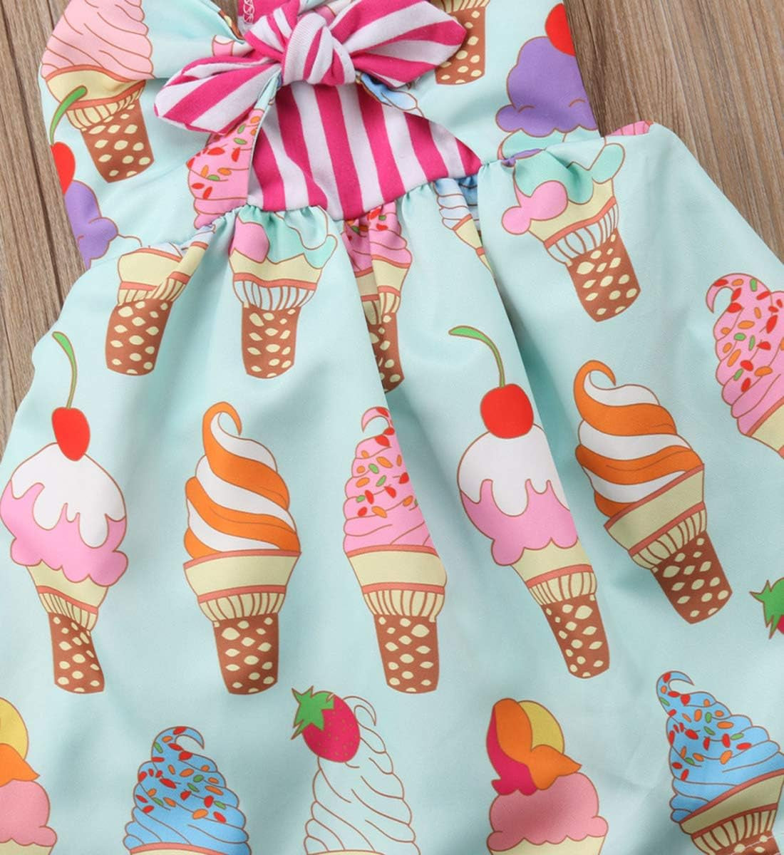 Toddler Baby Girls Summer Skirt Ice Cream Print Sleeveless Strap Backless Dress